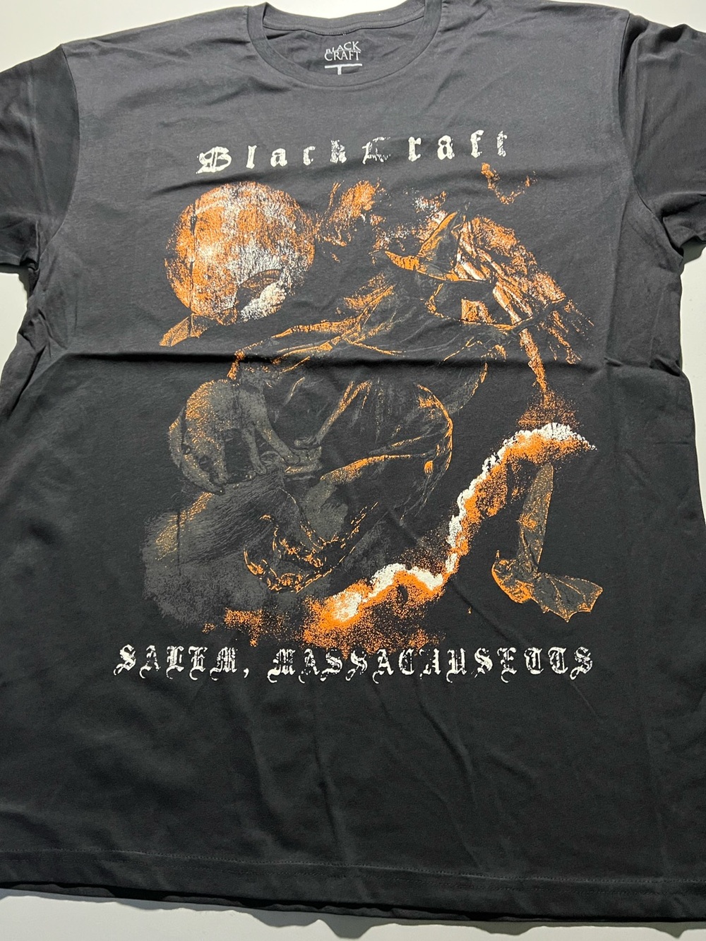 Blackcraft Cult Salem MA 400 Anniversary Black Graphic Tee w Orange Print NWT